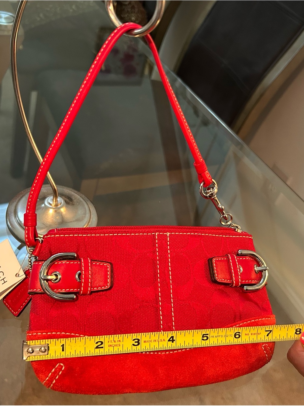 NWT Coach Ruby Red Jacquard Wristlet